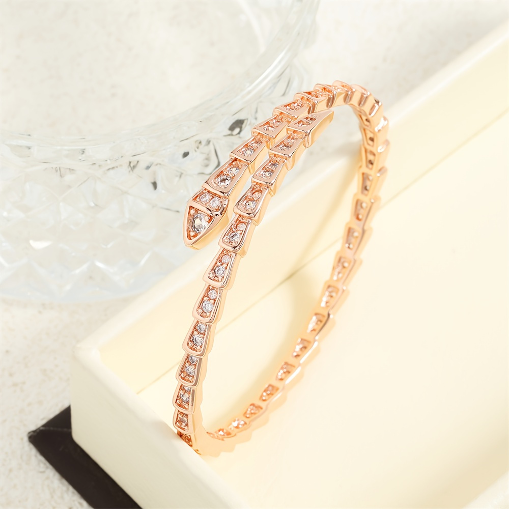 Elegant Snake Bone Cuff Bracelet with Sparkling Zirconia - Perfect for Everyday & Party Wear, Ideal Valentine's Gift details 3