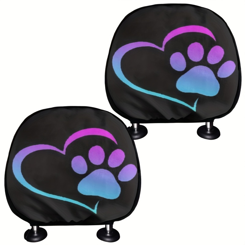 TEMU Car Headrest Covers Dog Paw 2 Auto Pillow Headrest Covers Fabric Coverings For Cars Truck Auto