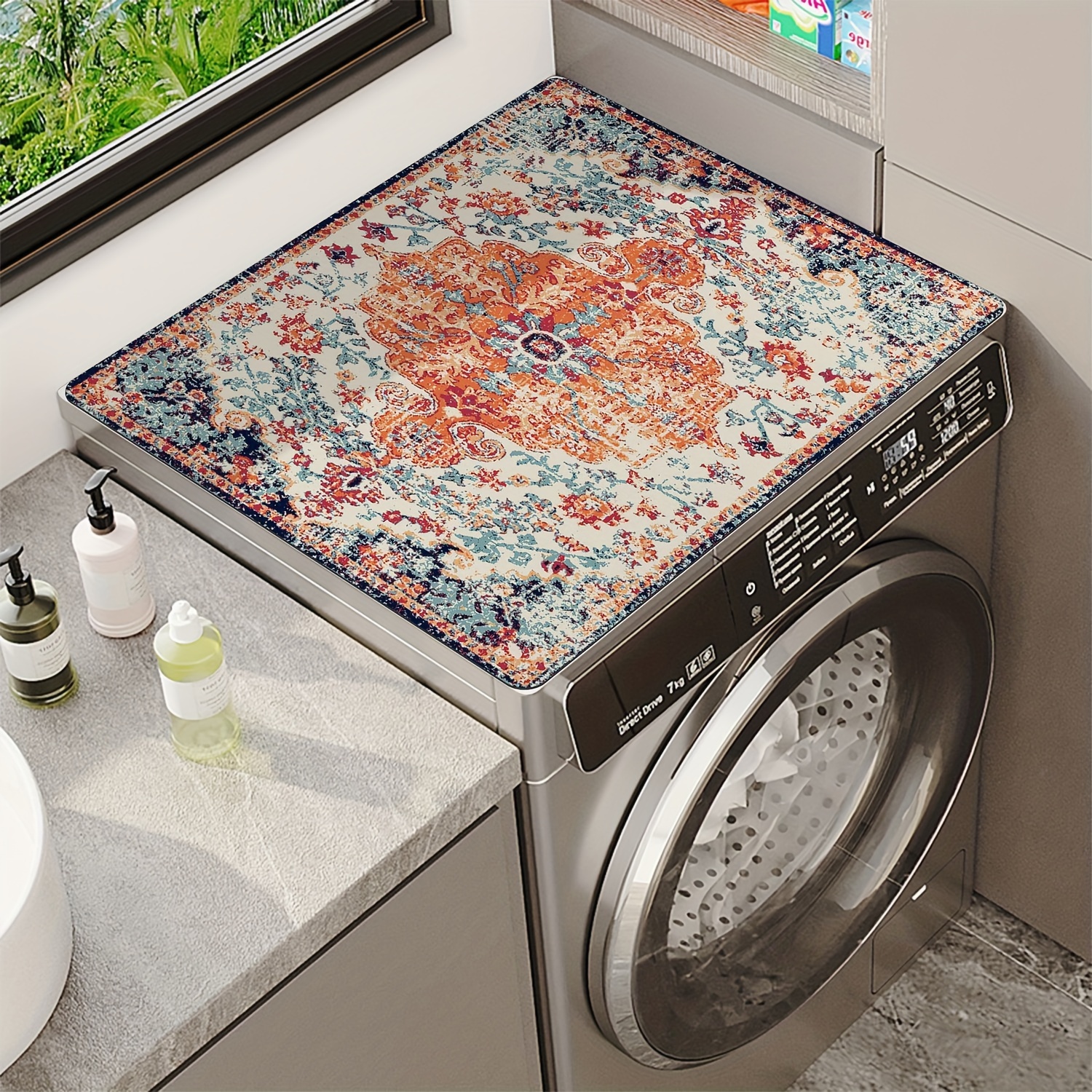 2pcs vintage   washing machine dust covers anti slip absorbent stain resistant mats for dryer   details 26