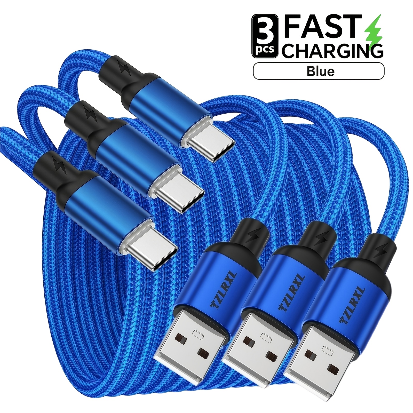 3pcs Fast Charging Cable with Smart Display Light