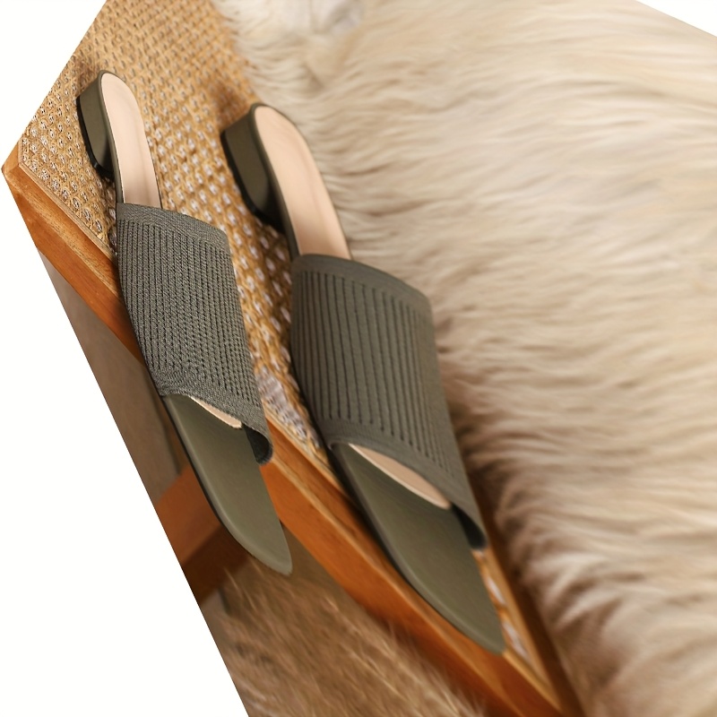 Women'S French-Inspired Chunky Low Heel Slip-On Sandals - Square Toe Summer Casual Shoes with Adjustable Ankle Strap, Breathable Fabric Upper & TPU Sole for Versatile Outfits, Ladies Shoes And Sandals, Everyday Comfort Footwear, Durable Traction Footwear