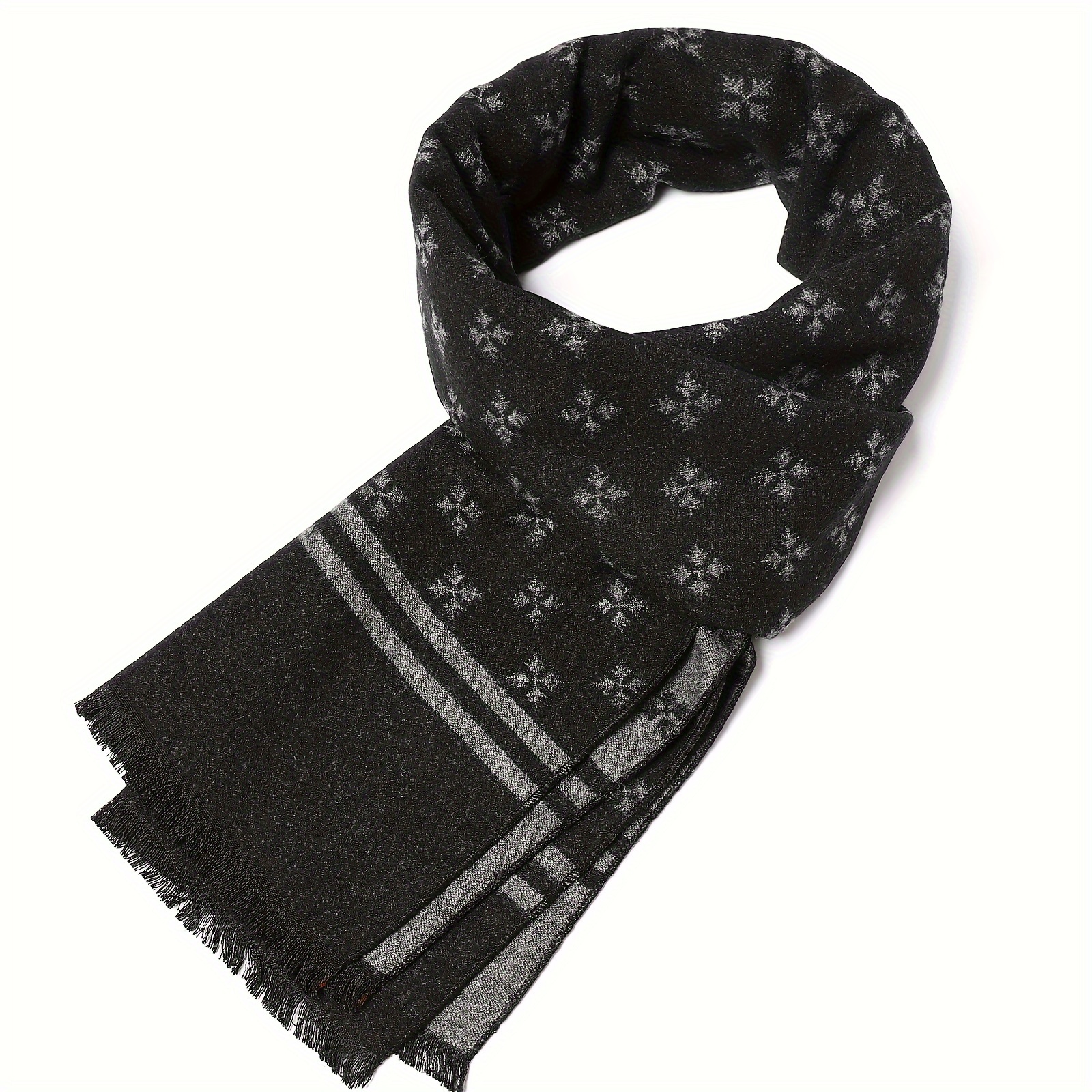 

1pc Winter Classic Men's Faux Cashmere Scarf - Fashionable, Soft, And Warm Woven Neck Warmer For Cold Weather