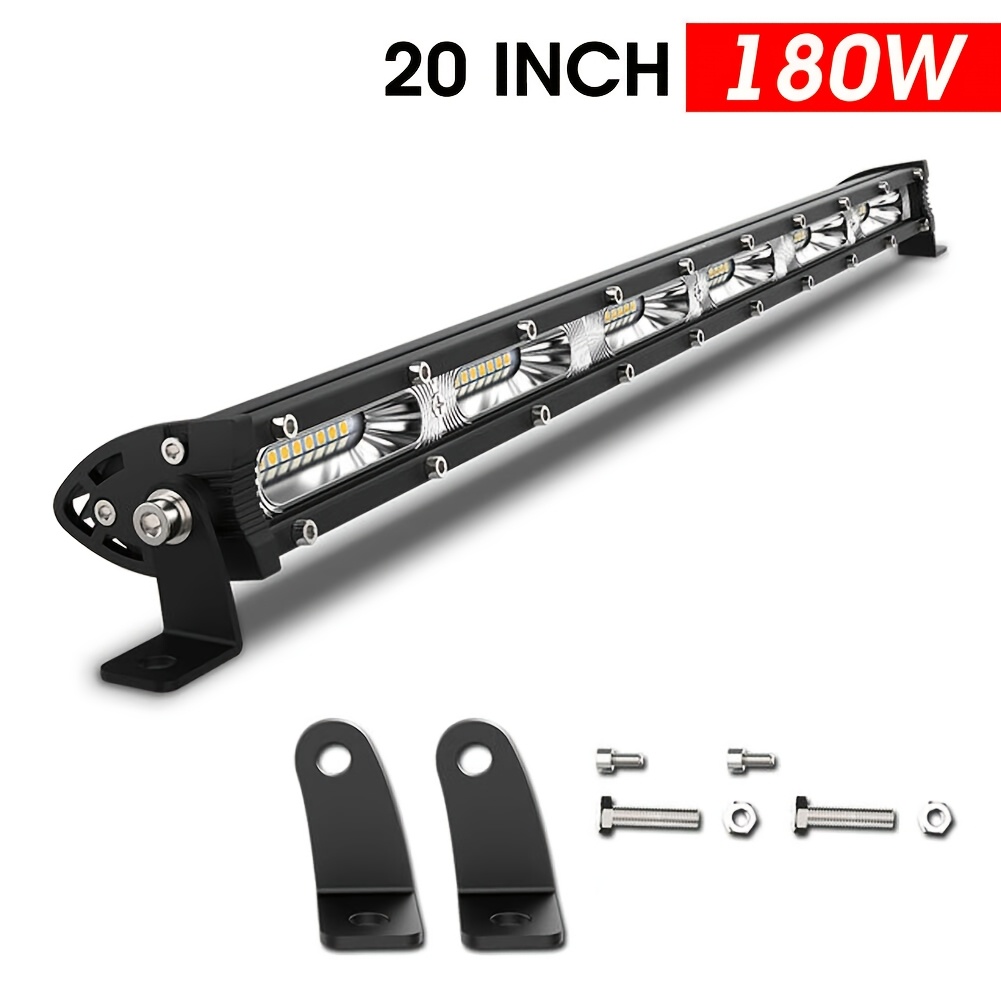 TEMU Inch 180w Off Road Light Single Row 12v 24v Led Work Lampwith Mounting Bracket & Screws Included, For Auto Atv Suv Tractor Boat Light Bar