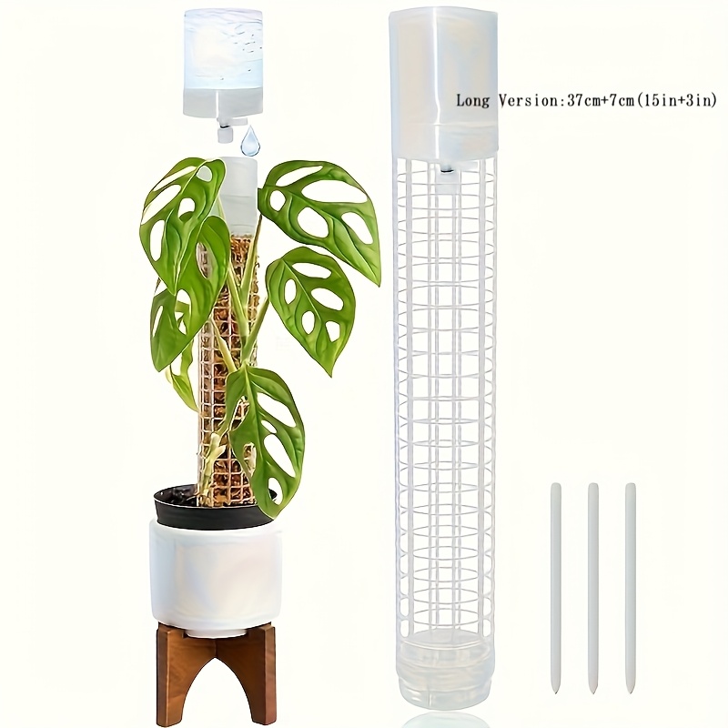 Stackable Plastic Moss Poles With Adjustable Flow Self-watering Device, Plant Growth, Net Design For Climbing Plants, , Suitable For Turtle Back Bamboo