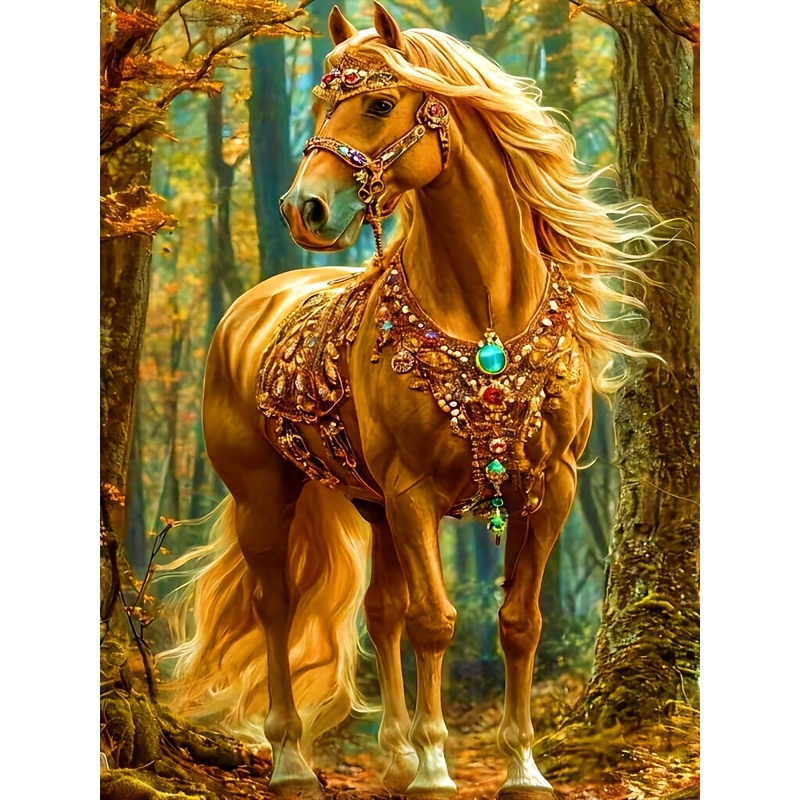 

1pc Horse Diamond Painting Kit, Acrylic Round Diamond Art For Adults And Beginners, Diy Handcrafted Gift For Home Wall Decor, 11.8x15.75 Inches