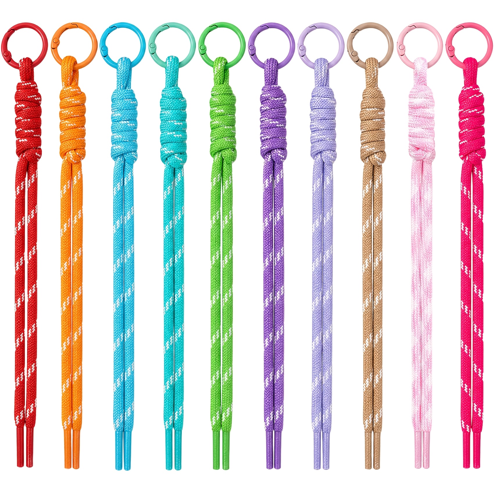 TEMU 10pcs Colorful Paracord Rope Keychain With 10pcs Spring Clasps, Diy Accessory Set For Phone Bag Keychain