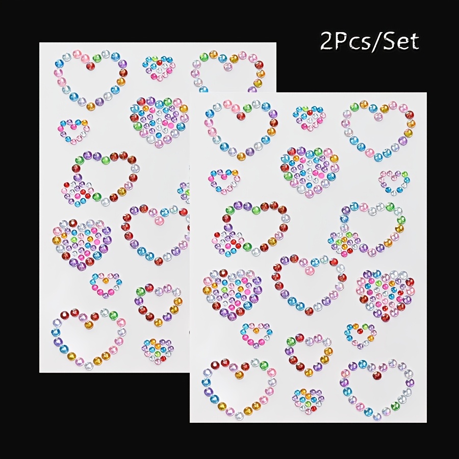 TEMU 2 Sheets 3d Glitter Rhinestone Jewelry Sticker Sparkling Rhinestones- Design Gemstone Sticker For Diy Makeup Decorations- Y2k Charm Gifts, Dress