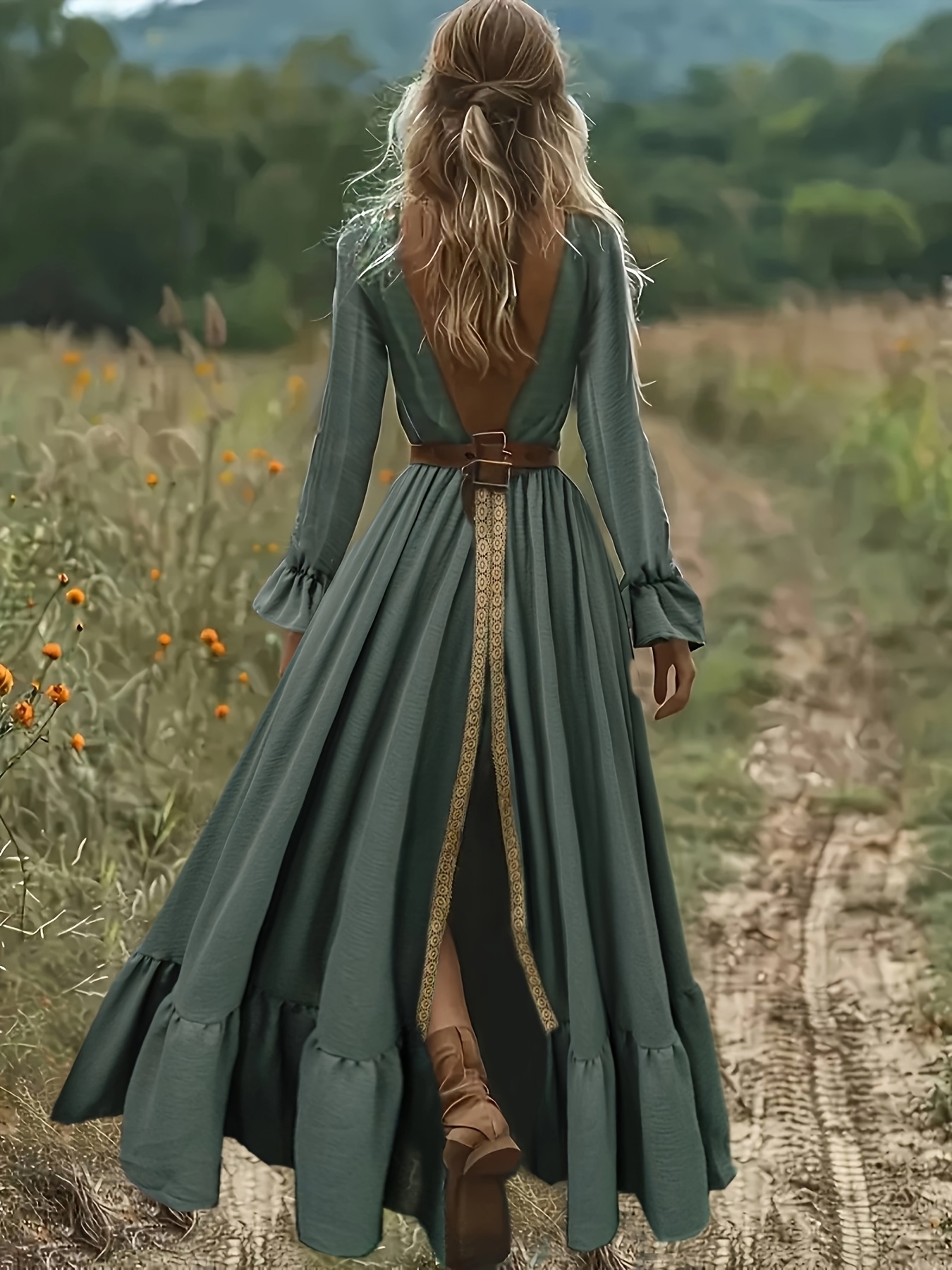 Festival Womens Hippy Dresses Women's Bohemian Vintage Square Neck