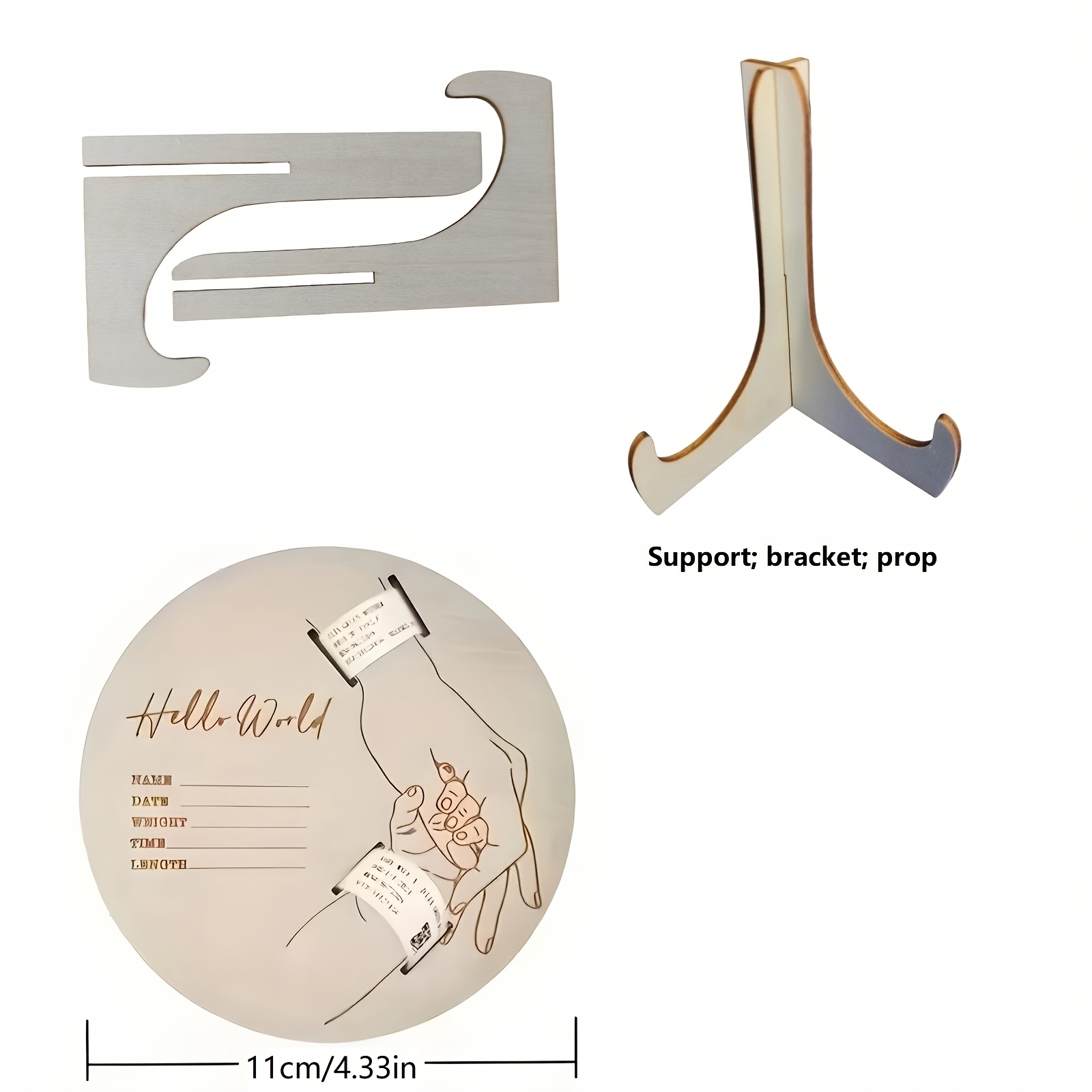 - Artificial Birth Bracelet Holder & Memorial Plaque With Hospital Wristband Display - Decor, Showers, Birth Certificate Photo - Multi- Carved Round Token For Parents halloween Christmas Decoration