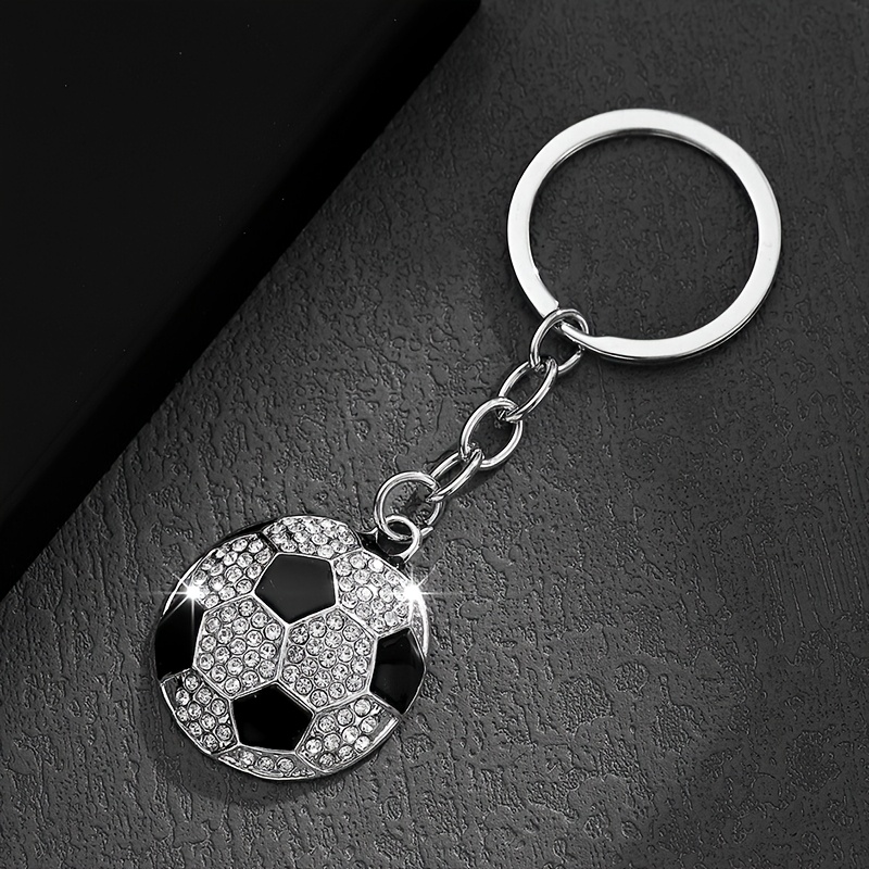 TEMU 1 porte-clés tendance de chaussure de football, style sport européen et américain, incrusté de strass et d'huile goutte à goutte, convient pour