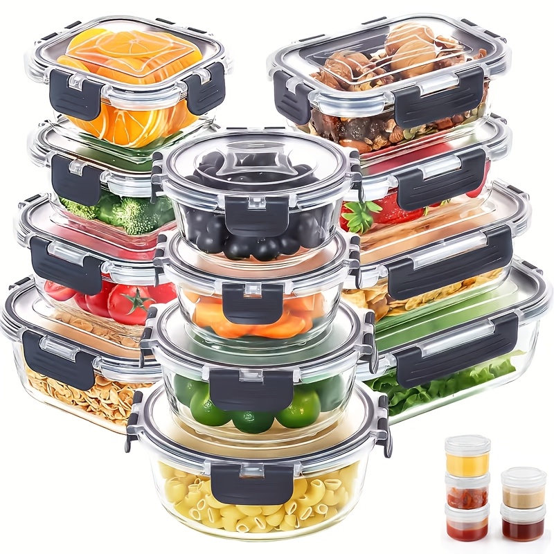 24pcs Glass Storage Containers with Lids | Leak Proof Airtight Bento Boxes (12 Containers 12 Lids) for Microwave, Oven, Freezer, And Dishwasher | Clip-On Closure, Microwave Safe, Perfect Holiday Gift for Family And Friends — Zaynora Luxury Marketplace