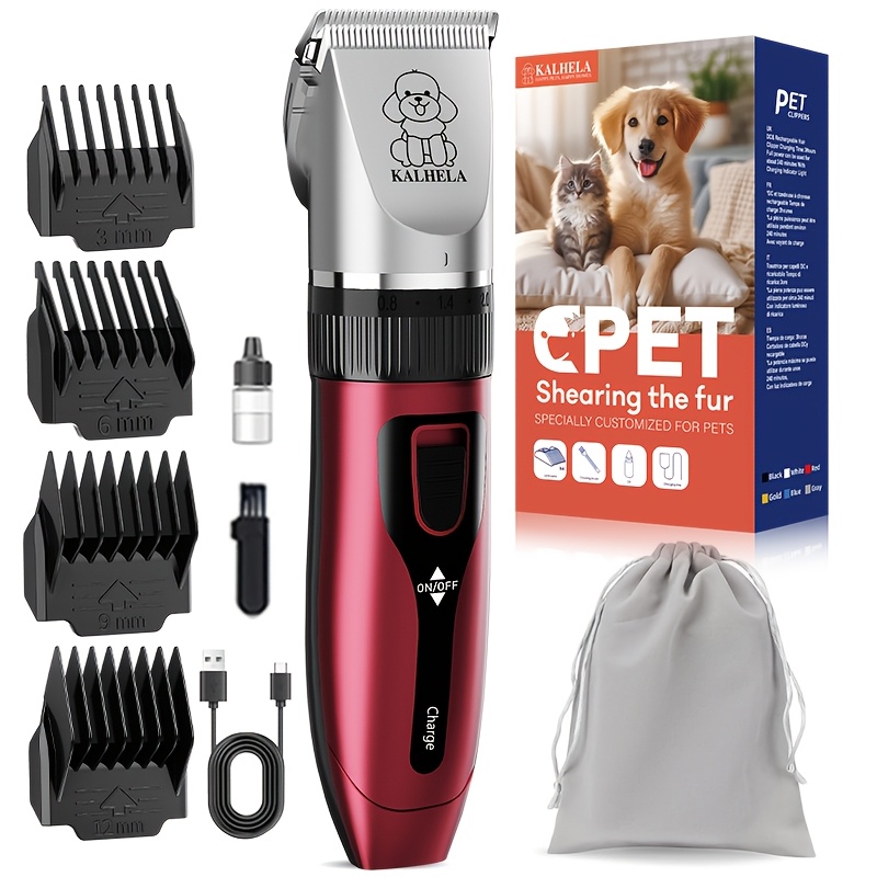 TEMU Professional Rechargeable Pet Grooming Tool Electric Display Wireless Dog Scissors With Detachable , 4 Comb Tracks For