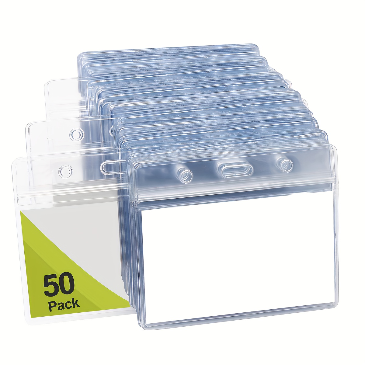 Image of 2d 50pcs Transparent Plastic Id Card Holders - Perfect For Credit Cards, Id Badges, Key Cards, And Licenses - Made Of Pvc Material