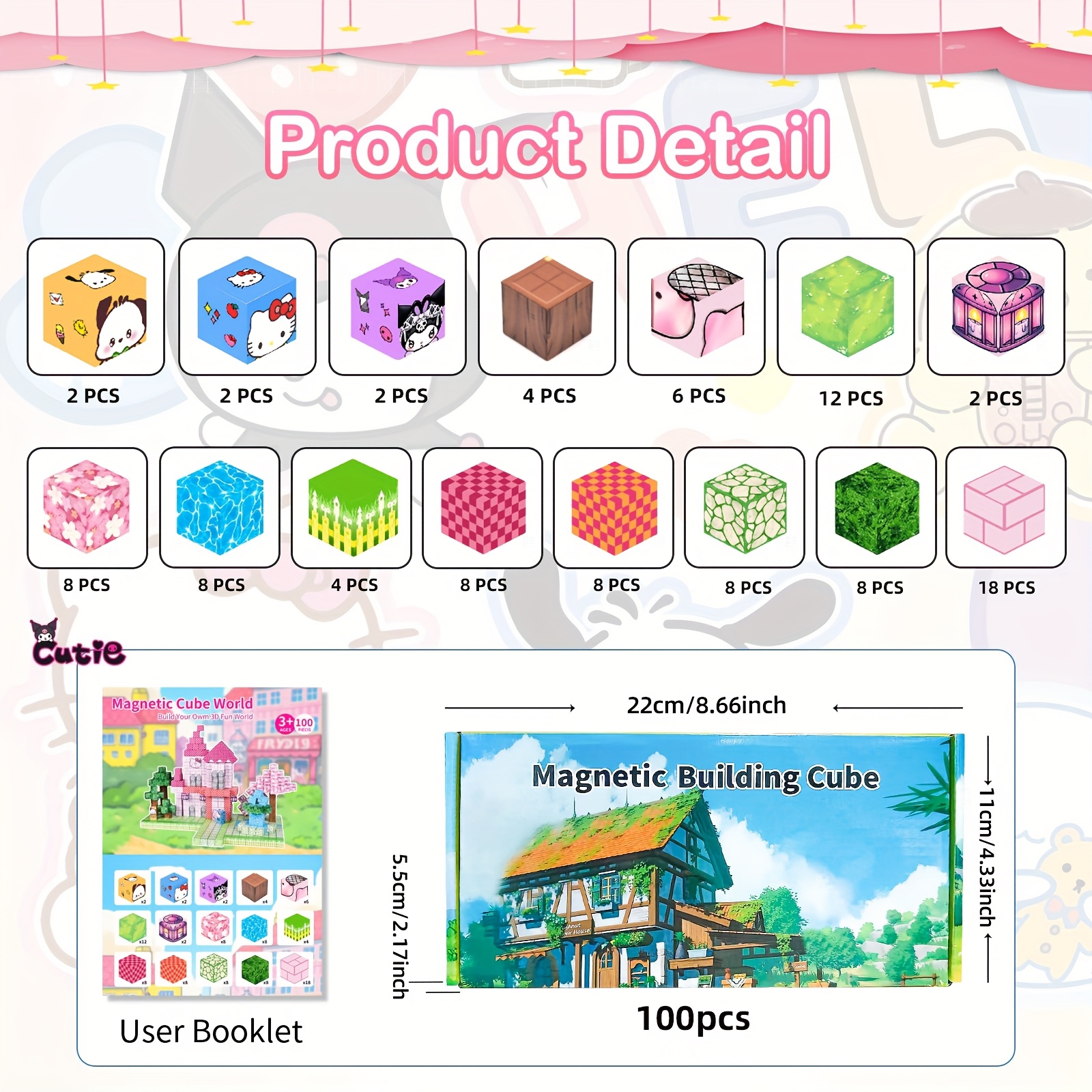 Sanrio'S for hello kitty 100 - Piece Magical STEM Set: Build Enchanting Bow - Castle Kingdoms