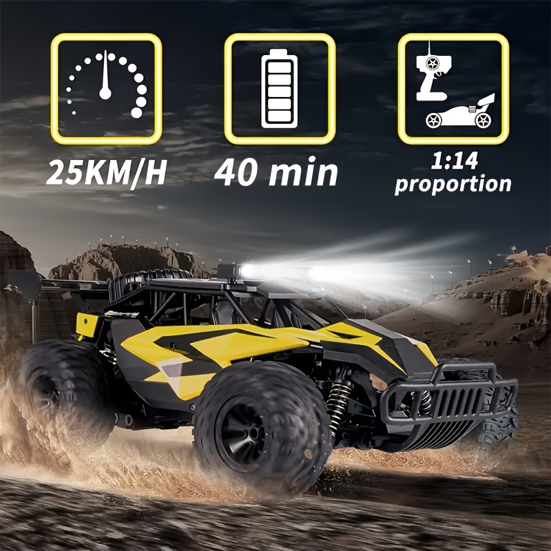 All-terrain Monster Truck, A Remote-controlled All-terrain Vehicle, Is Equipped with Two Rechargeable Batteries And Colorful Lights, And Can Reach A Speed Of 30 Kilometers Per Hour., Best for Christmas