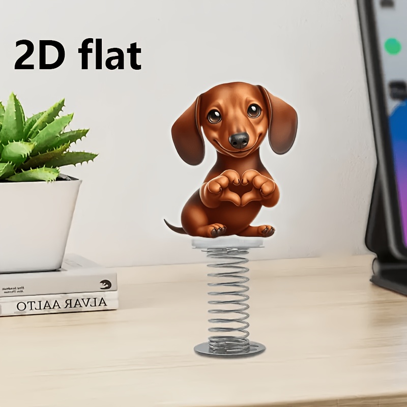Image of 2d Flat, 2d Flat 1pc Cute Dax Hound Acrylic Swing Ornament - Perfect For Vehicle, Table And Bike Decoration, Gifts For , 2d Flat