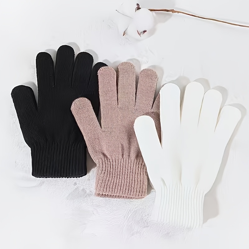 TEMU 3 Pairs Of Unisex Winter Warm Gloves, , Solid Color Stretch Sports Gloves, Fashion Ski Outdoor Activities Gloves, Suitable For Skiing, Running,