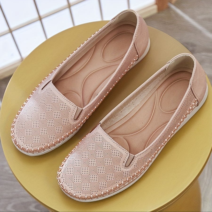 women s comfort loafers slip flat shoes breathable hollow details 3