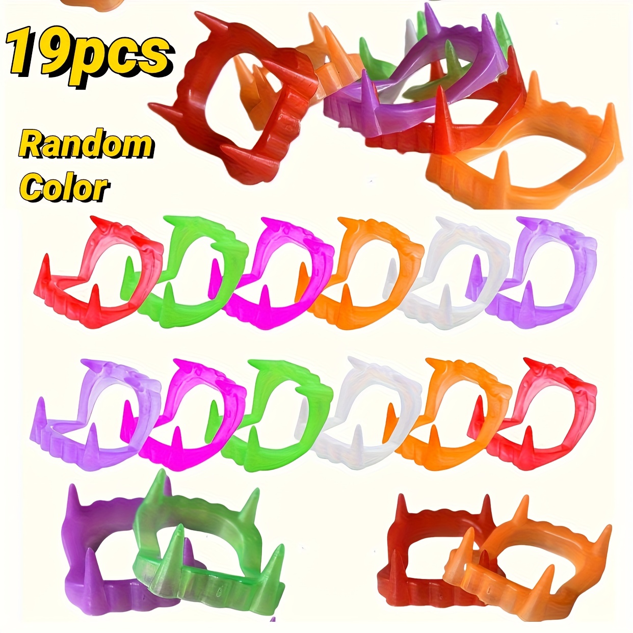 Image of 19/40pcs Neon Halloween Vampire Teeth - Hilarious Gag Novelty Prop For Pranks, Random Color, Tricks & Costume Fun - Funny Scary Fangs For Entertainment, Great Gift For Halloween And Practical Jokes