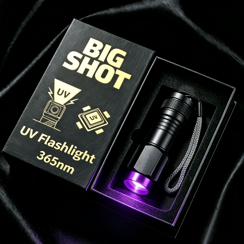 TEMU Rechargeable 365nm Led Uv Flashlight With Usb Charging Port Display, Compact And Portable Uv Torch Light For Detecting Pet Hair, Bed Bugs, And