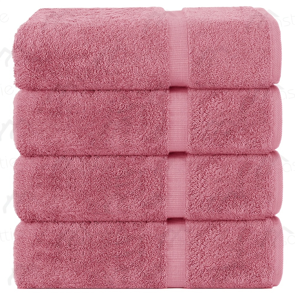 TEMU 4pcs Bamboo Fiber Bath Towels - Fast-drying, Absorbent & Breathable, 70x140cm