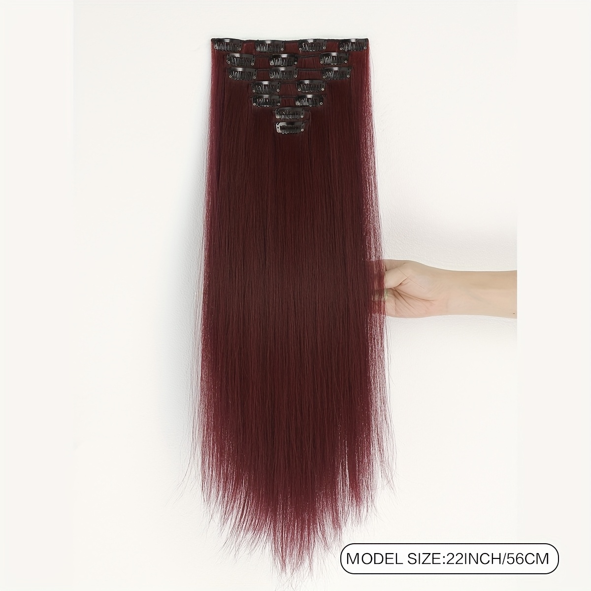 7pcs set synthetic hair extensions full wig clip in hair - Temu display picture 2