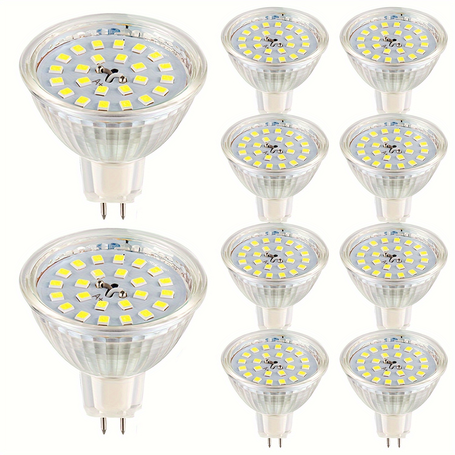 

10-Pack Ampoules LED AxarYxhi 5W clignotement Lumière standard intérieure, base à broche GU5.3, 12V Blanc froid 6000K, idéal pour les couloirs, , les magasins, de vie et économie d'