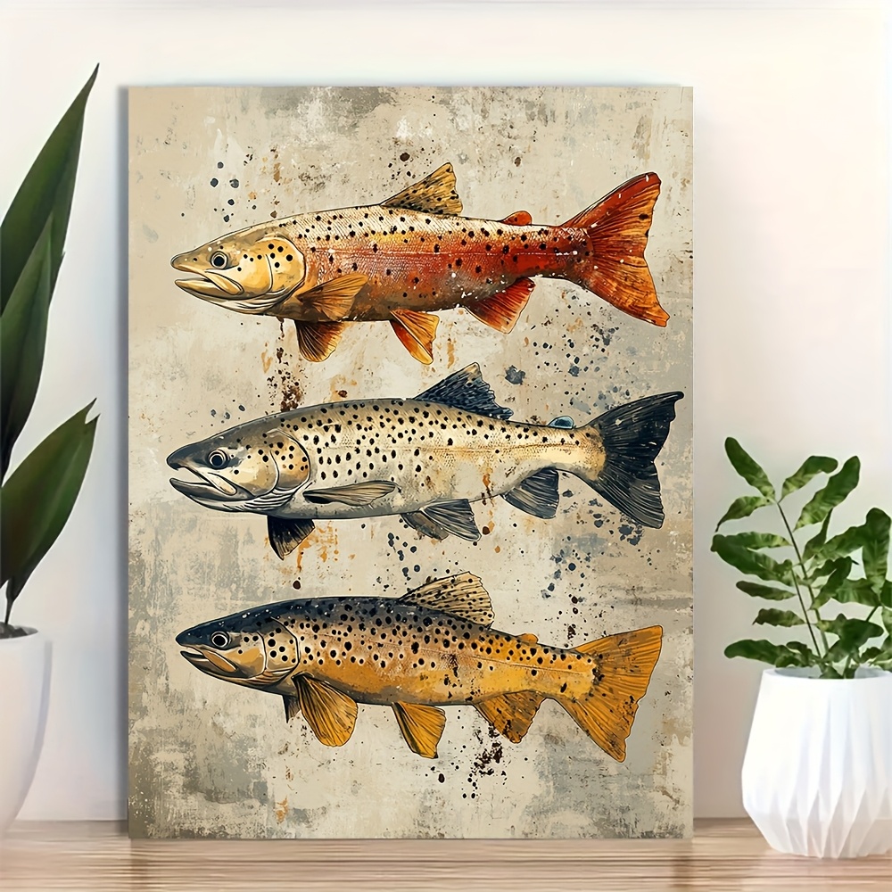 TEMU 2d Flat, 2d Flat, A 2d Flat Vintage Fishing Art Poster Featuring And Fly Fishing, Measuring 30.48x40.64 Cm, Perfect For Home Decor Or As An
