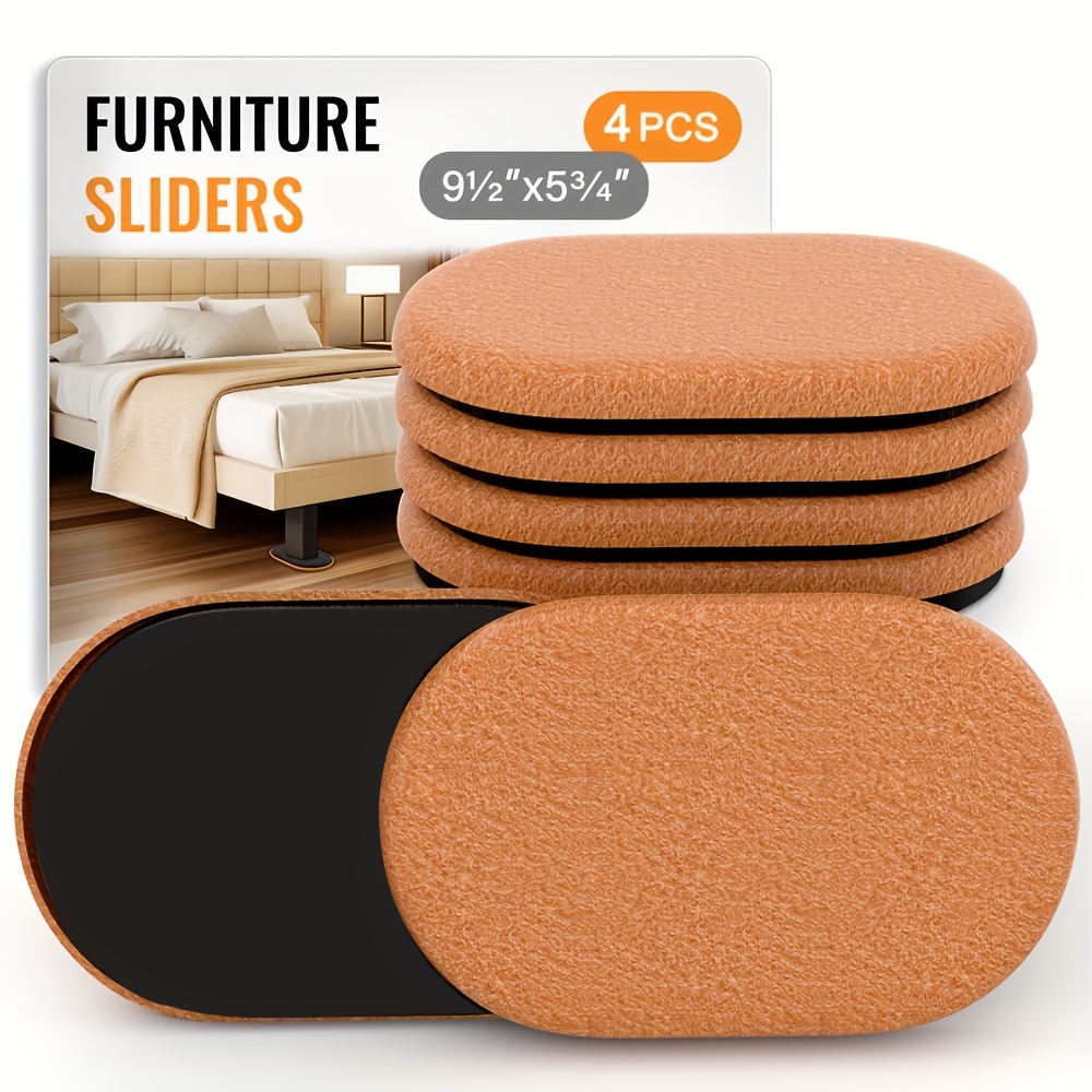 

4pcs Heavy Duty Furniture Sliders - 9.5" Oval Moving Pads For Carpet & , Reusable Protectors For Sofa, Bed, Table, Desk - Easy