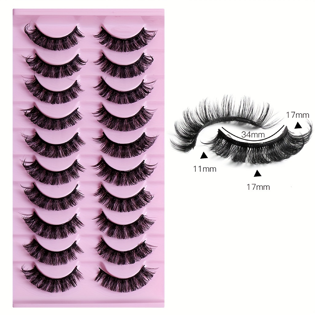 

10 Pairs Luxurious Slavic Volume False Eyelashes - D , Fluffy & Thick 3d Effect, Comfortable Wear, Natural To Glamorous Looks