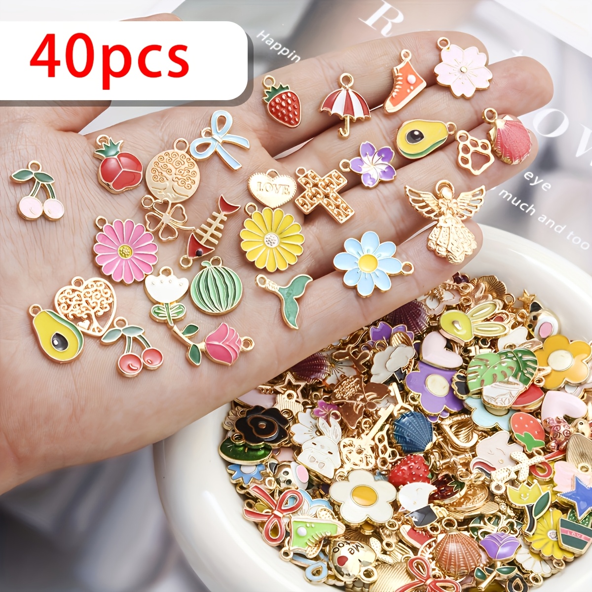 Image of 40/80/160pcs Random Style Alloy Jewelry Wholesale Bulk Jewelry Making Jewelry Enamel Jewelry Bracelet Necklace Jewelry Making Pendants For Jewelry Making, Bracelets, Necklaces, Earrings, Keychains