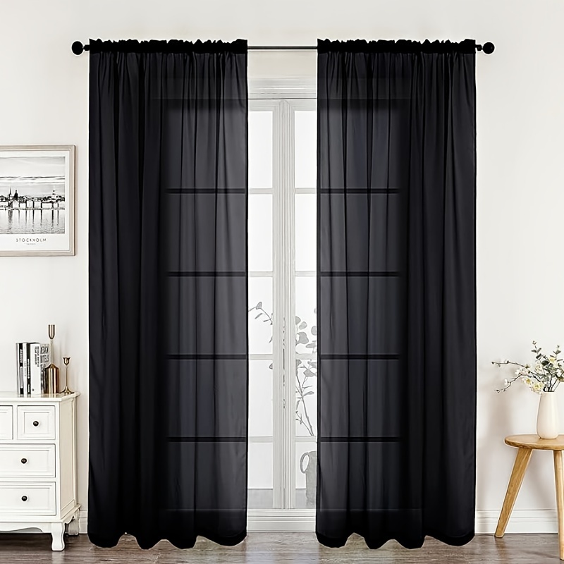 

Modern Sheer Curtains: 2-piece Set With Rod-pocket Room, Bedroom, Or Balcony - Suitable For All