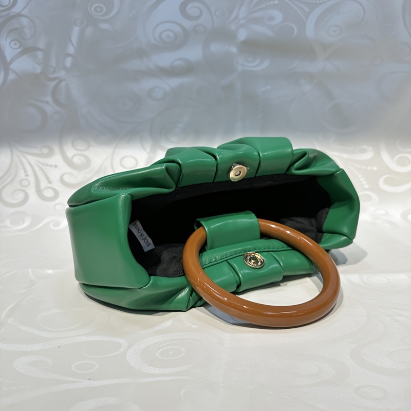 Elegant White Pleated Cloud Satchel - PU Leather Underarm Shoulder Bag, Magnetic Closure, Polyester Lined, Guangzhou Crafted