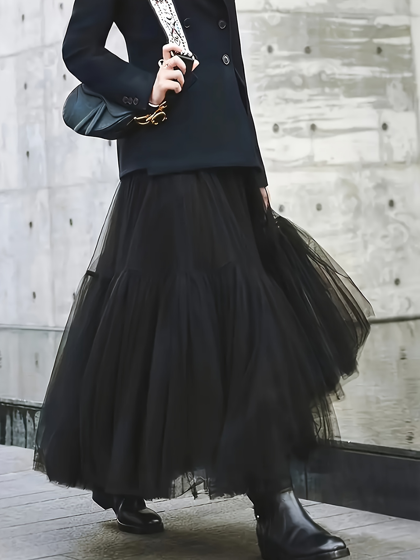 スカート Luan LILIY TULLE LONG SKIRT BLACK Luan LILIY TULLE LONG SKIRT BLACK Black Tulle Skirt With a