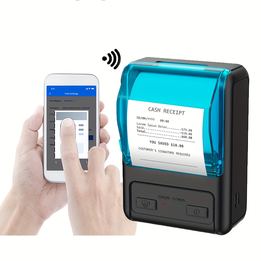TEMU Portable Receipt Printer 58mm Mini Wireless Thermal Pos Printer For Restaurant Compatible With Phone Windows