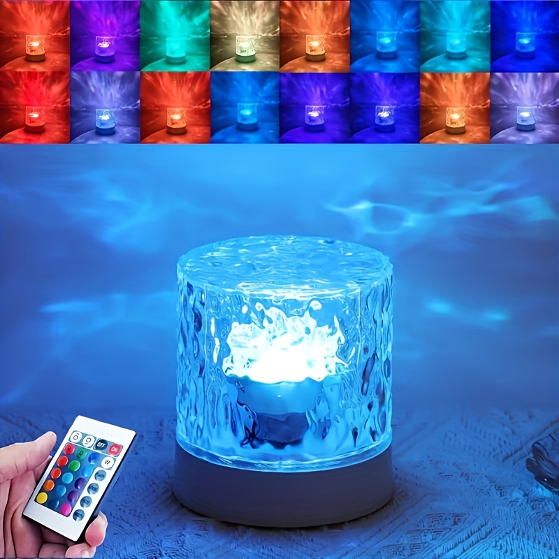 16 color water wave night light remote control usb plug in suitable for night lights projection lights valentines day atmosphere lights desk  