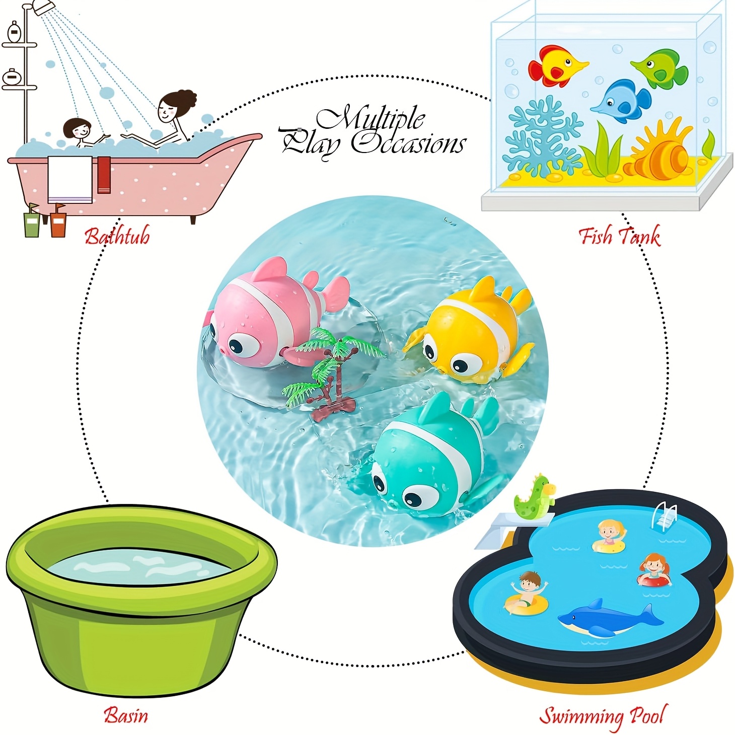 Wind-up Water Toy Fish, Swimming Toy Fish, Cute Baby Bath Toys, Suitable For Bathtubs, Water Tanks, Swimming Pools [Party Games & Activities]