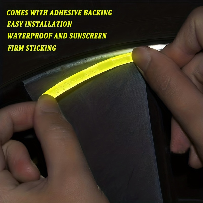 20pcs Reflective Car Wheel Stickers - Enhance Visibility And Safety At Night - Green And Silvery Tire Warning Stickers for Motorcycles And Vehicles