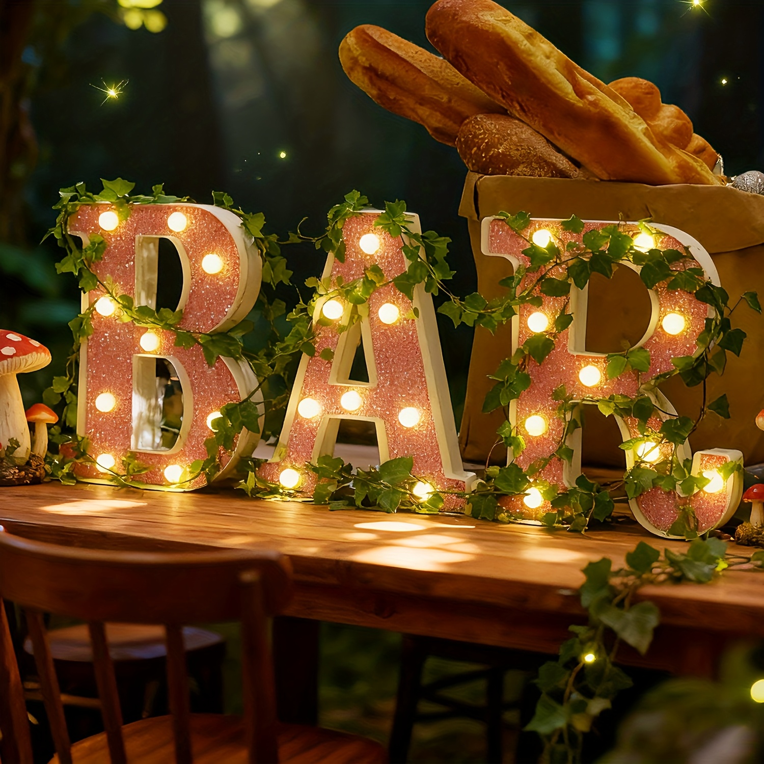 TEMU 3pcs Set Of Sparkling Letter Light Bars - Battery-powered Bar Letters, Home Bar Led Glowing Letters, Party Decoration Led Letter Night Lights -
