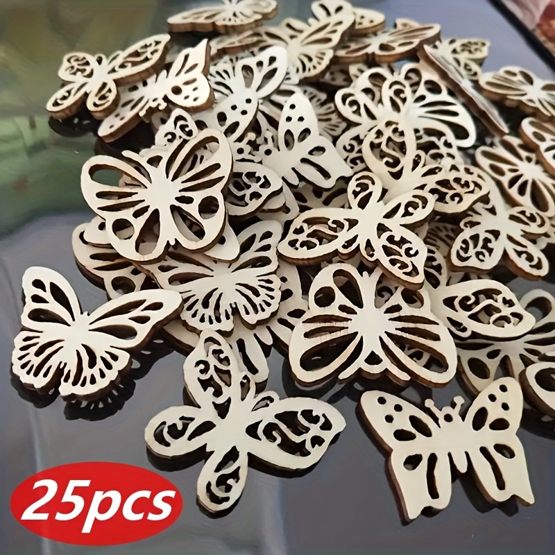 25pcs Pack Mini Wood Ornaments - Diy -shaped Hanging Decorations Suitable For Weddings, Christmas Tree, Decor - Lightweight Artificial Wood Blanks For Crafts, Wedding & Holiday Decorations ( Shape)