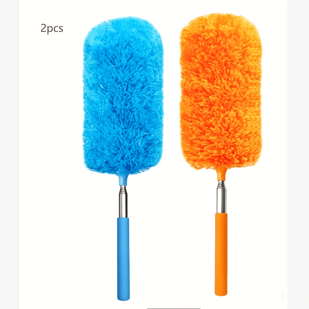 TEMU 2pcs/4pcs Manual Extendable Dust Collector With Microfiber - Portable Feather Duster For Ceiling, Floors, Car Interiors, Air Conditioning Units,