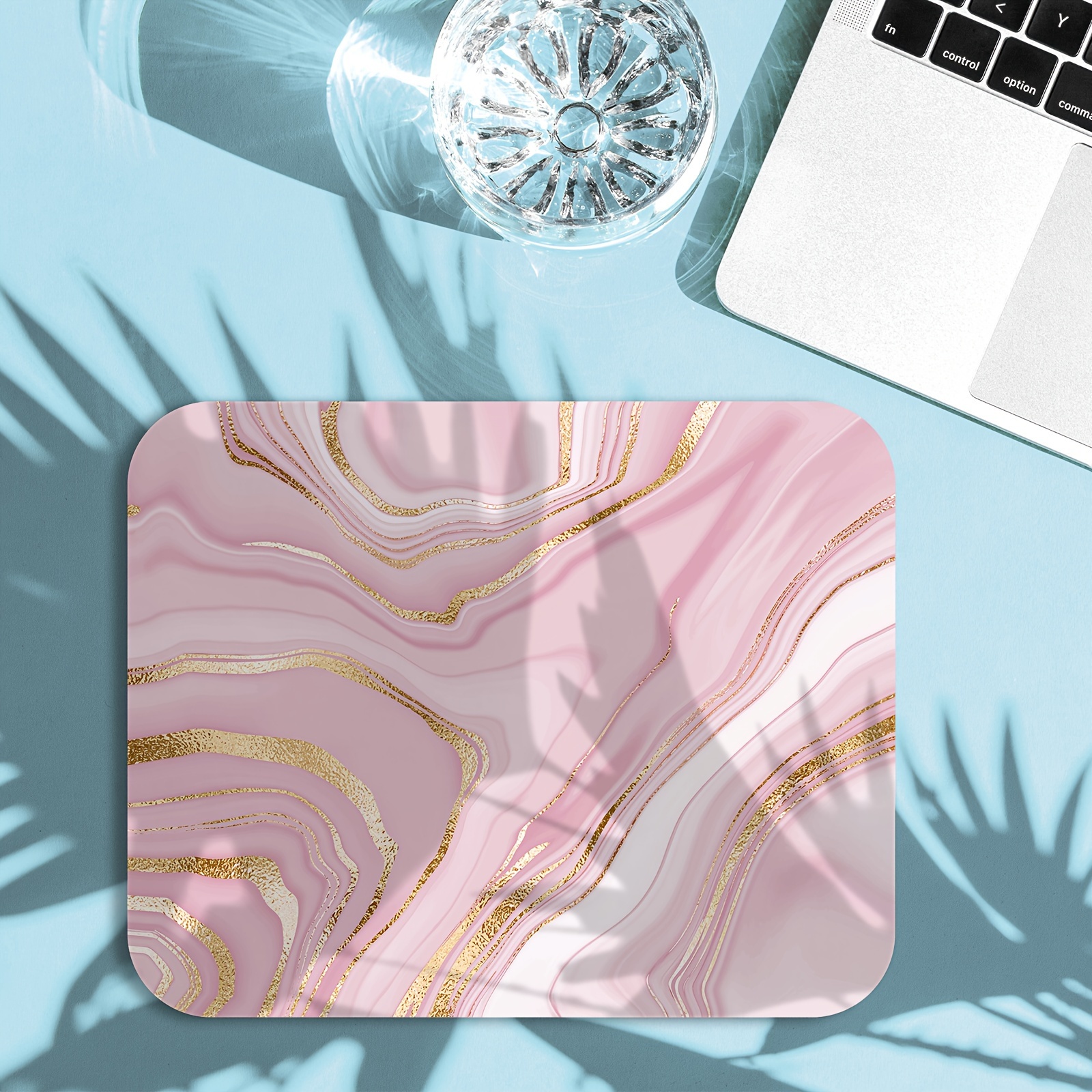 

1pc Pu Leather Mouse Pad, Hd Printed Golden Marble Design, Water-proof & Non-slip, Decorative Accessories For Home, Office, Suitable For Computers, Laptops