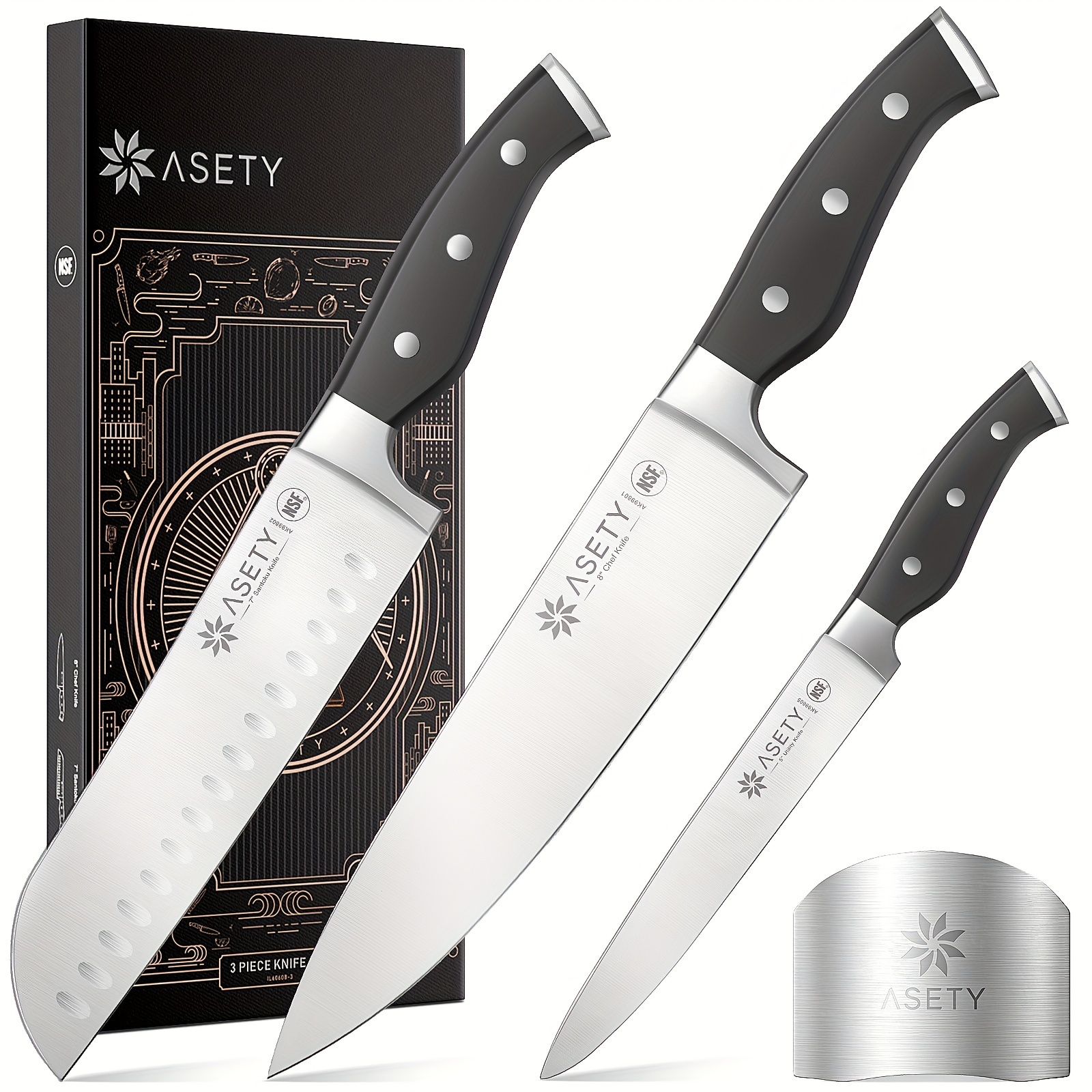 

Asety Knives, , German Steel Knife Set , Nsf -safe, Ergonomic , 3 Pcs Knife Set, Christmas Gifts For Women I Men