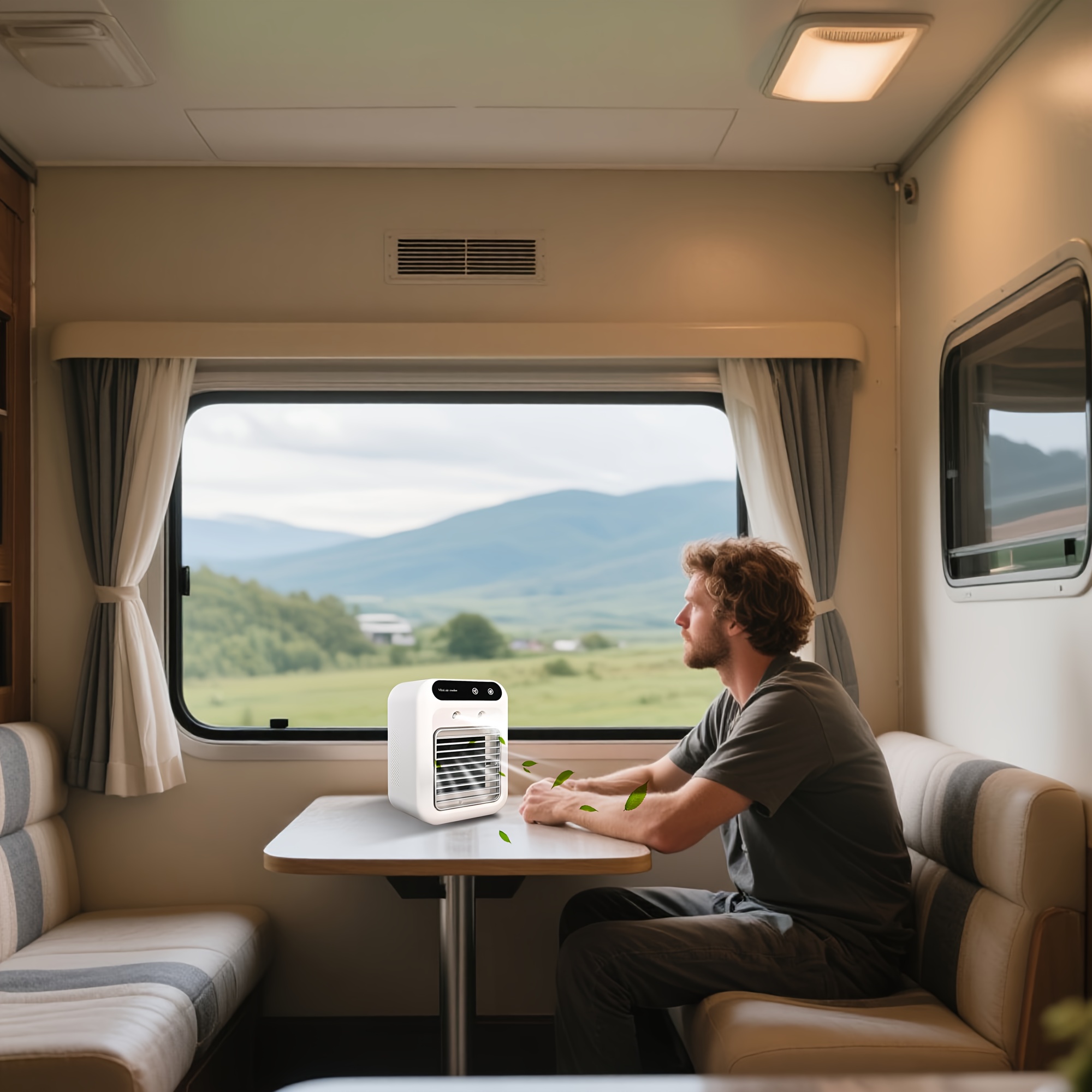 Portable RV Air Conditioner et Cooler - Mini ventilateur de climatisation rechargeable par USB - Dispositif de refroidissement de bureau portable - Mini refroidissement portable rechargeable par USB sans fil - Faible tension, fonctionnement silencieux, adapté pour dortoir, maison, bureau et voyage