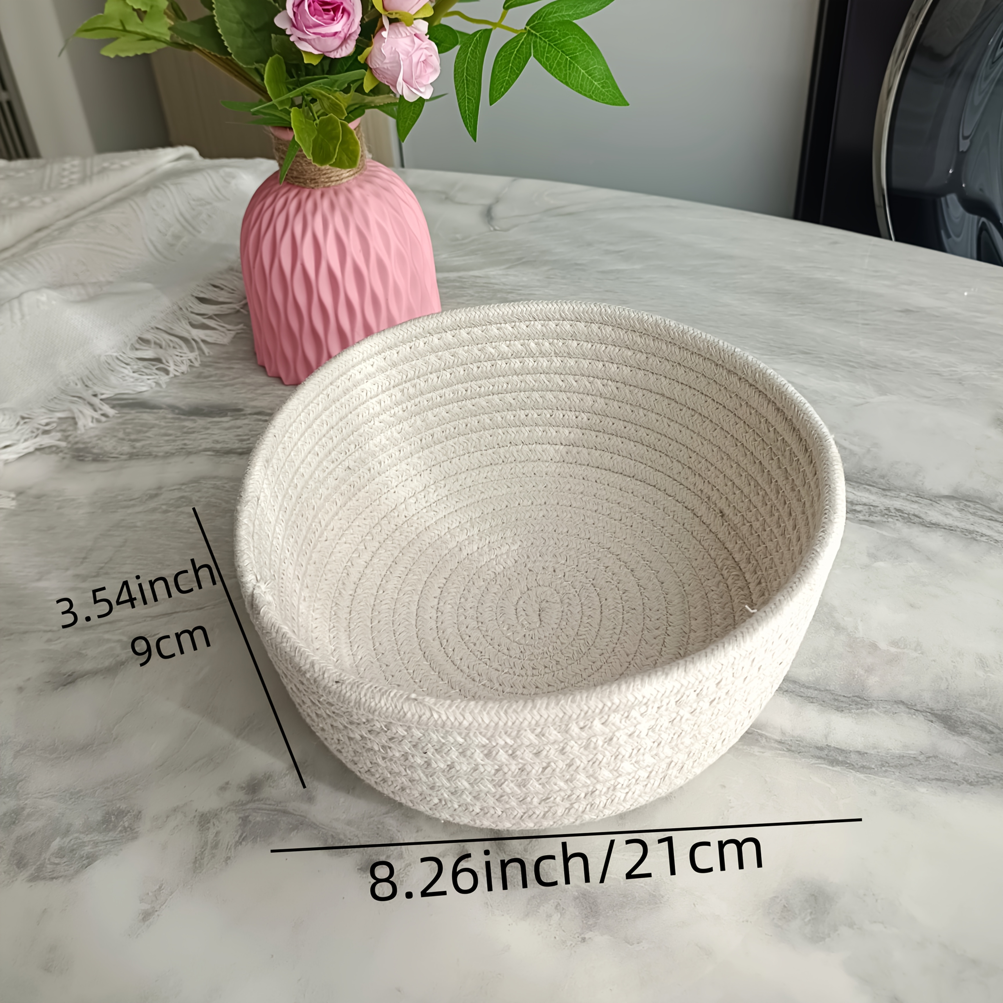 Image of 1/3pcs Woven Storage Basket, Handmade Storage Basket For Bedside Coffee Table, Desktop Sundries Storage Basket, Hand-woven Key Cosmetic Storage Organizer, Shelf Baskets