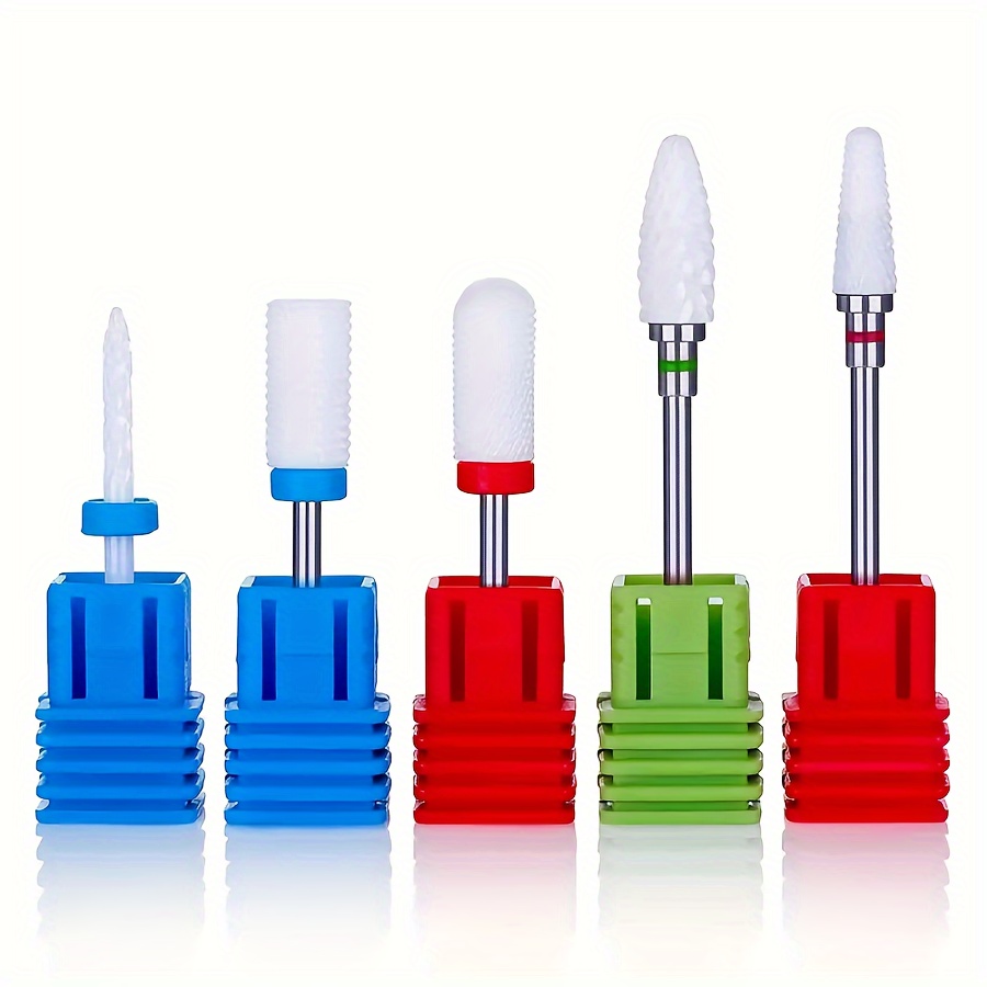 

5 Piece Ceramic Nail Drill Bit Set - Professional Manicure Tools For Polishing, Removing Gel, Dead Skin And Cuticle - Formaldehyde-free, Durable And Easy To Clean - Assorted Shapes And Sizes