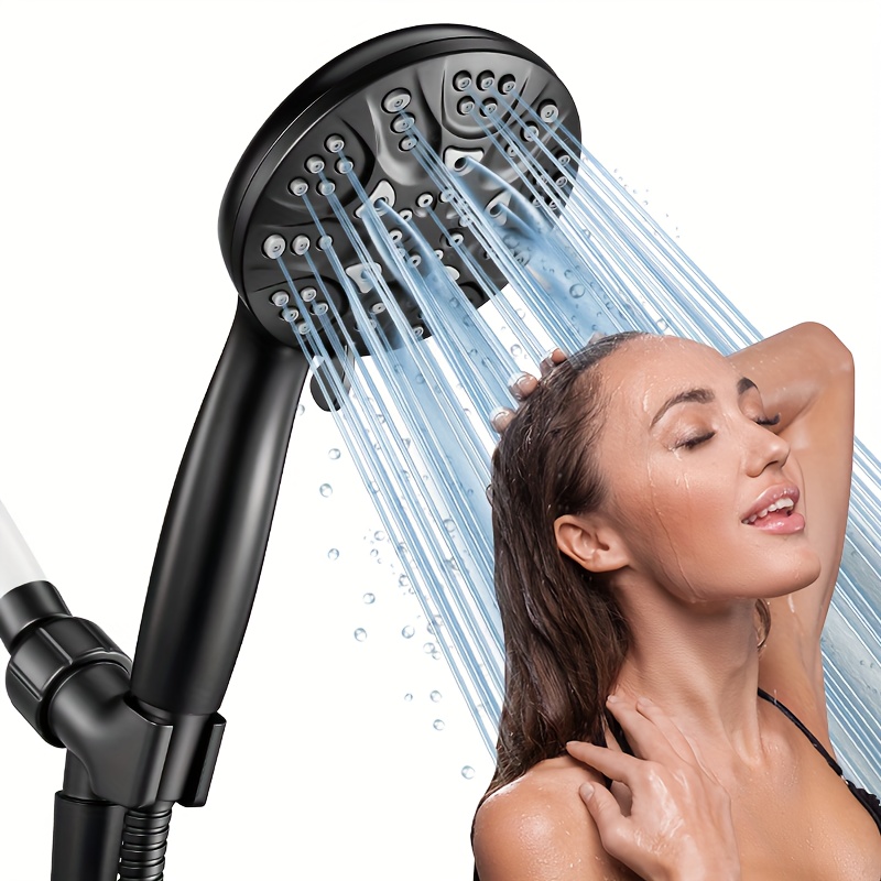 

6 Functions Handheld Shower Head Set, High Flow Bathroom Shower Head With Handheld Replacement Tool-free 1-min Installation With 59 Inch Hose Holder Teflon Tape