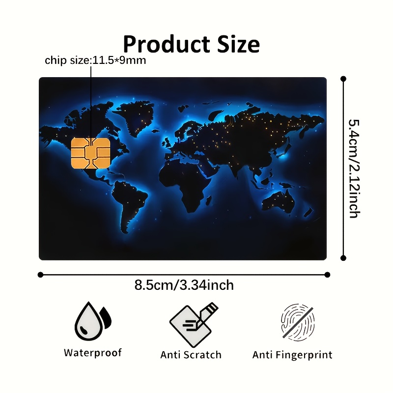 Luminous Treasure Map Credit Card Sticker Used For Ebt, Transportation, Keys, Credit Cards, Debit Cards, Card Skins, Protect Bank Cards, No Bubbles, High Quality, Suitable For Small Chip Cards