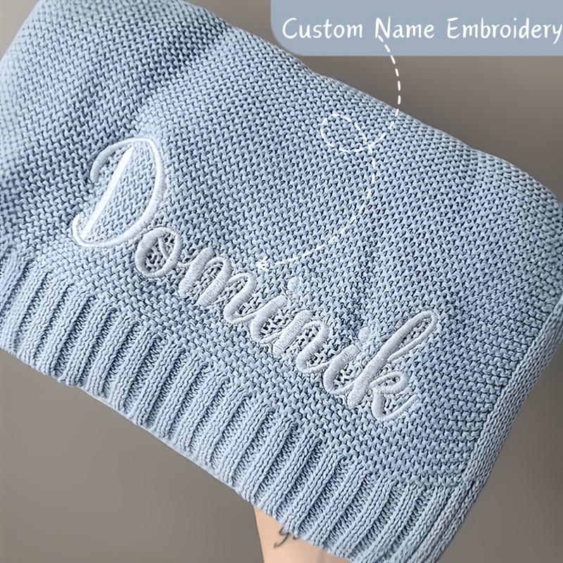 Custom Embroidered Name Blanket, Personalized Throw Blanket