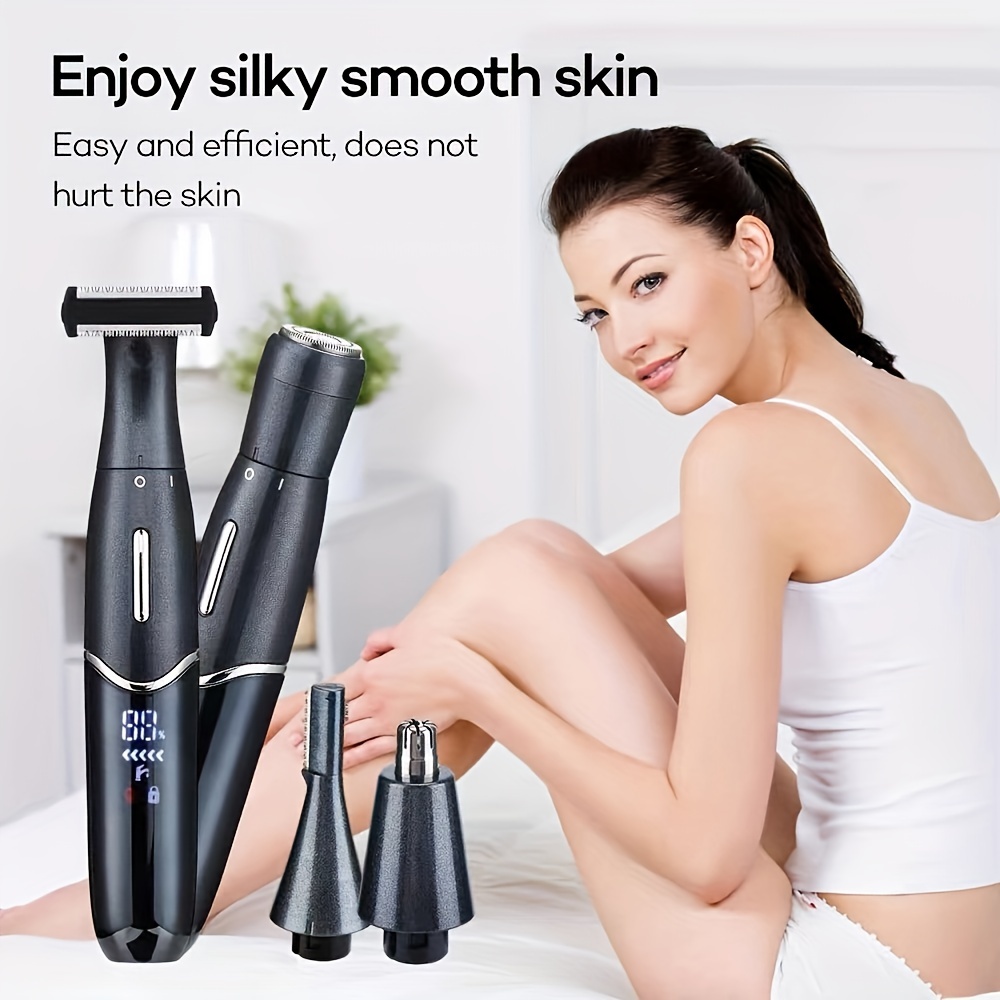 Body shaver, 4-in-1 electric hair remover, suitable for both men and women, multifunctional body and face shaver for women, trimmer for Men's private parts, armpits and legs, a holiday gift for her